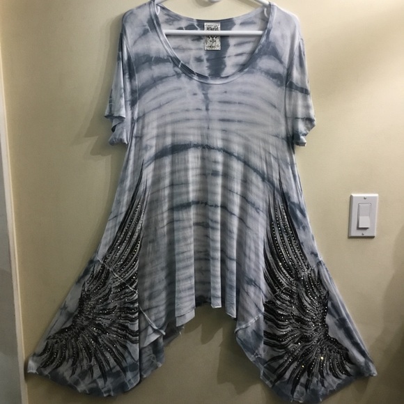 Unique Vocal tie dye handkerchief beaded dress - Picture 1 of 11